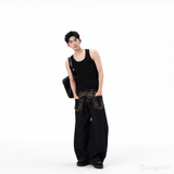 Embroidered Wide-Leg Denim Trousers