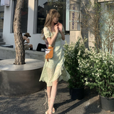 Strapless Floral Chiffon Midi Dress