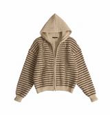 Hooded Striped Knit Cardigan